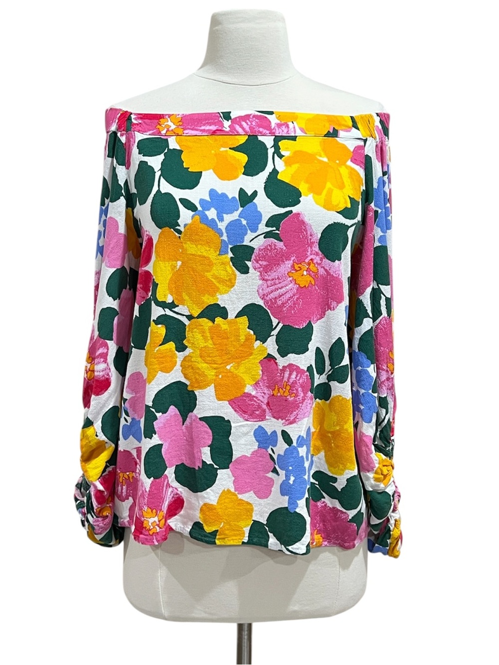 Sugarlips Floral Off Shoulder Balloon Sleeve Blouse Size Large - Picture 2 of 11
